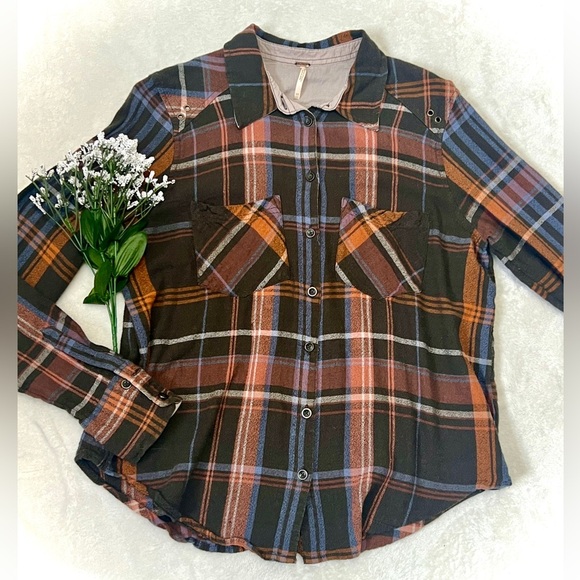 Free People Wesley Plaid Button Down Top - XS - Picture 1 of 7